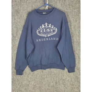 VTG CISV Nederland Screen Stars Sweatshirt Mens XL Crewneck Pullover Blue‎ Retro